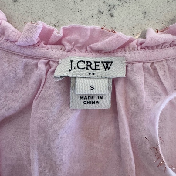J. Crew Ruffle-neck top in shimmer dot Pink Women’s size Small - Picture 5 of 11